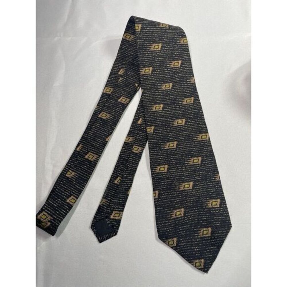 Structure Men's Dark Geometric Patterns Neck Ties‎ 100% Silk Made in USA